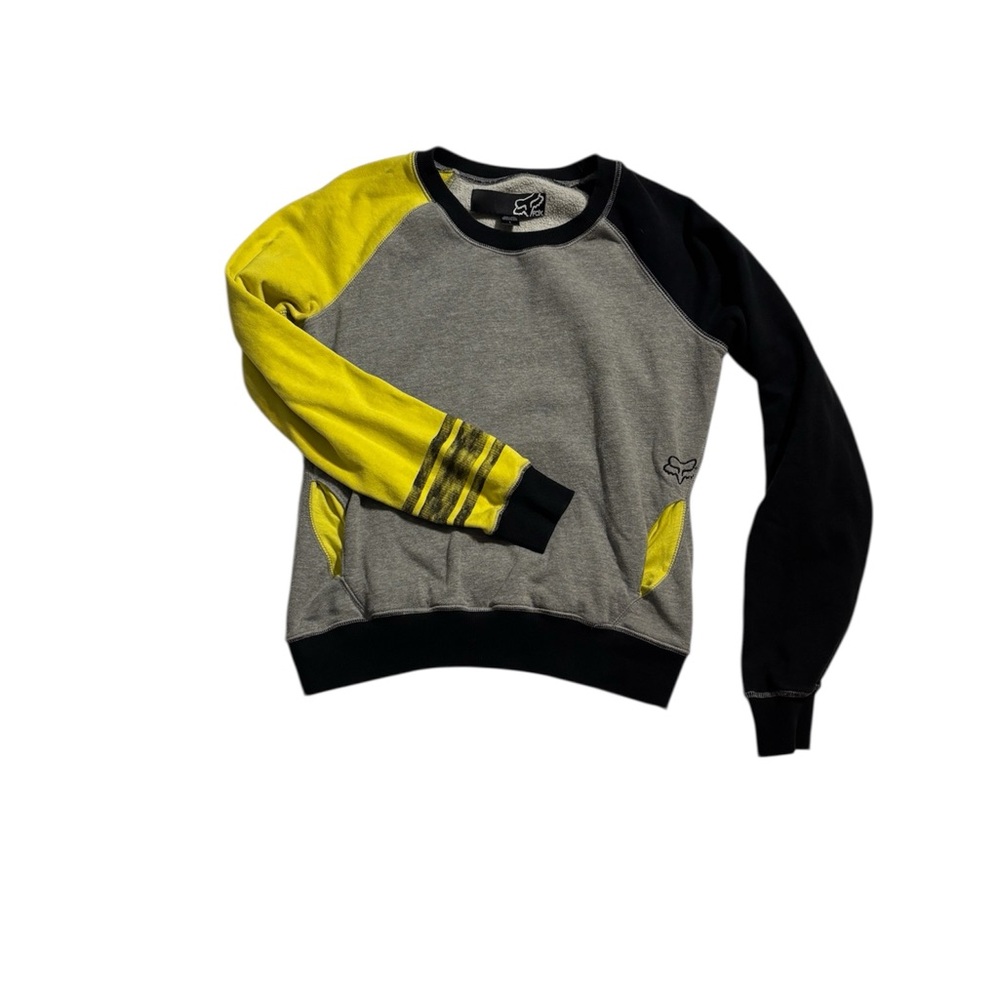 Fox Racing Gray and Yellow Crewneck
